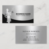 Moderne schoonmaakmaid Service Elegant Silver Visitekaartje (Voorkant / Achterkant)