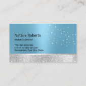 Moderne schoonmaakservice Blauw & Zilver Bloemensp Visitekaartje (Achterkant)