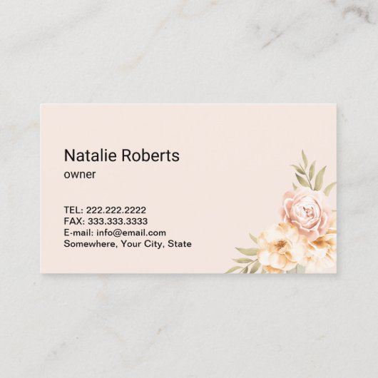 Moderne schoonmaakservice Blush Pink Floral Maid Visitekaartje (Achterkant)