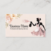 Moderne schoonmaakservice Blush Pink Floral Maid Visitekaartje (Voorkant)