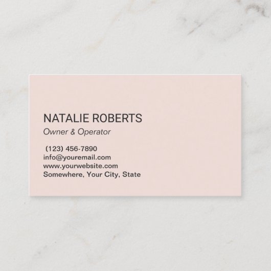 Moderne schoonmaakservice Blush Pink Visitekaartje (Achterkant)