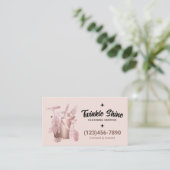 Moderne schoonmaakservice Blush Pink Visitekaartje (Staand voorkant)