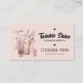 Moderne schoonmaakservice Blush Pink Visitekaartje (Voorkant)