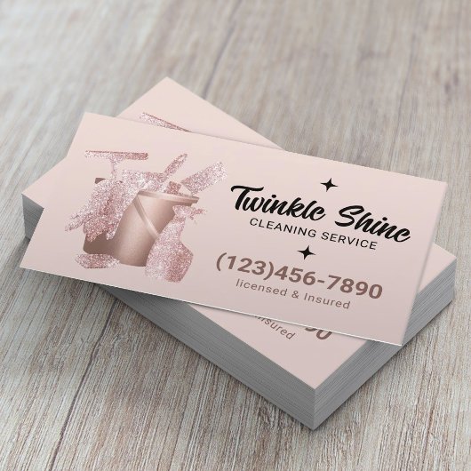 Moderne schoonmaakservice Blush Pink Visitekaartje
