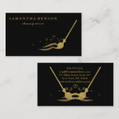 Moderne schoonmaakservice geborsteld zwart metaal  visitekaartje (Voorkant / Achterkant)