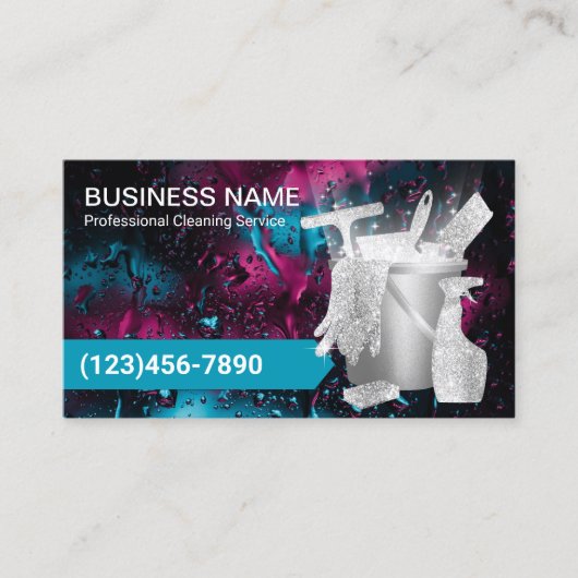 Moderne schoonmaakservice voor water voor professi visitekaartje (Voorkant)