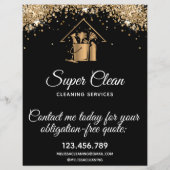 Moderne schoonmaakster Huis sprankelende gouden gl Flyer (Achterkant)