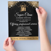 Moderne schoonmaakster Huis sprankelende gouden gl Flyer (Hand)