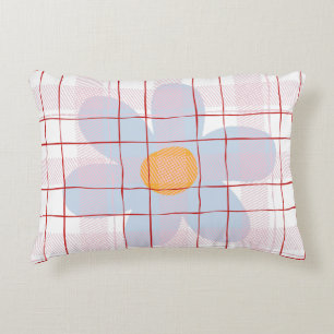 Moderne Schotse patroon Blauwe bloem Trendy Accent Kussen