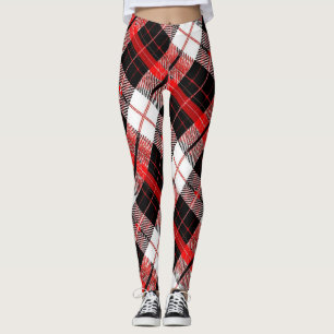 Moderne Schotse Rood, Zwart en Wit Leggings