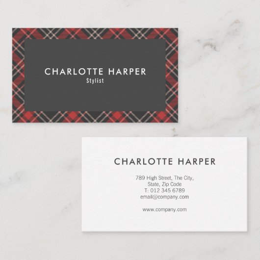 Moderne Schotse Ruitpatroon Visitekaartje (Voorkant / Achterkant)