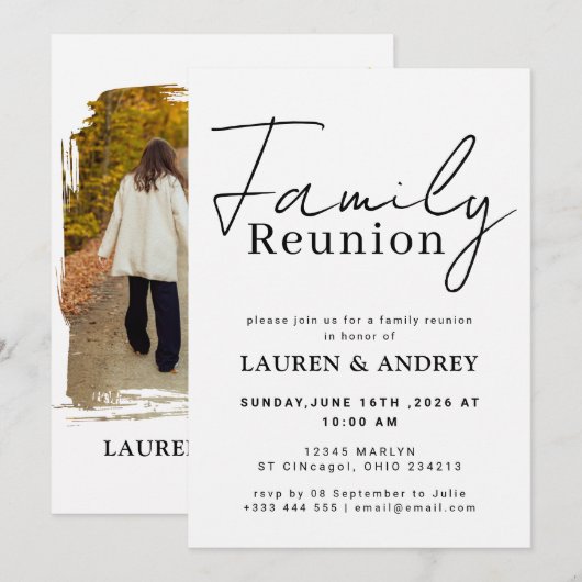 Moderne Schrift Familie Samenkomst Feest Kaart (Voorkant / Achterkant)