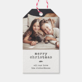 Moderne schrijfmachine | Holiday Photo Black Gingh Cadeaulabel