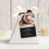 Moderne schrijfmachine | Holiday Photo Black Gingh Cadeaulabel