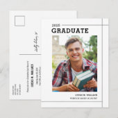 Moderne Schrijfmachine Minimaal Foto Afstudeerfees Uitnodiging Briefkaart (Voorkant / Achterkant)