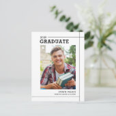 Moderne Schrijfmachine Minimaal Foto Afstudeerfees Uitnodiging Briefkaart (Staand voorkant)