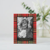 Moderne Schrijfmachine Rood en Goud Geruit Foto  V Feestdagenkaart (Staand voorkant)