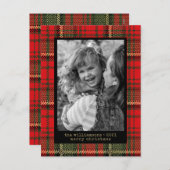 Moderne Schrijfmachine Rood en Goud Geruit Foto  V Feestdagenkaart (Voorkant / Achterkant)