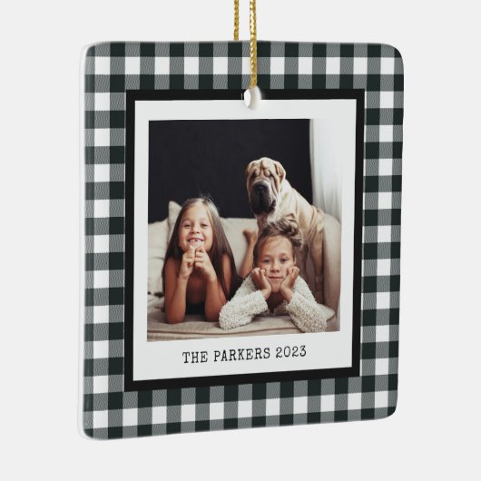 Moderne schrijfmachine | Twee foto's op Black Ging Keramisch Ornament (Rechts)