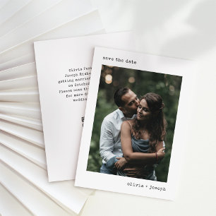 moderne schrijfmachine   Zwart-wit en QR-code Save The Date