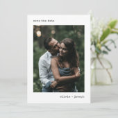 moderne schrijfmachine | Zwart-wit en QR-code Save The Date (Staand voorkant)