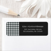 Moderne schrijfmachine | Zwarte en witte gingham Etiket (Insitu)