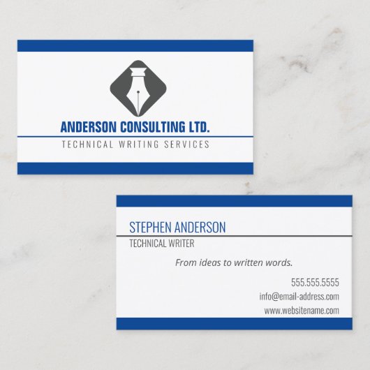 Moderne schrijver voor technisch schrijven visitekaartje (Voorkant / Achterkant)