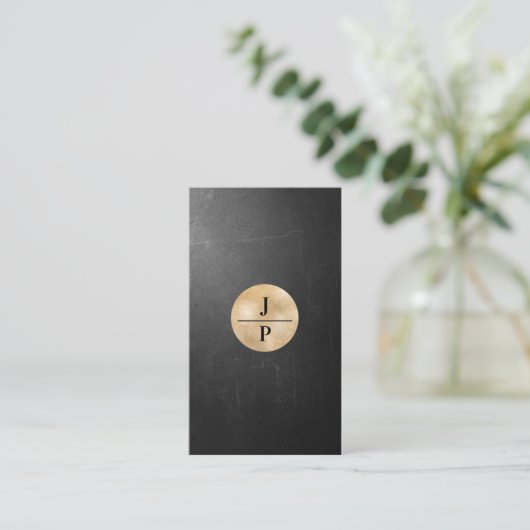 Moderne Schwarz Struktur Gold-Kreis (Imitat) Visitekaartje (Staand voorkant)