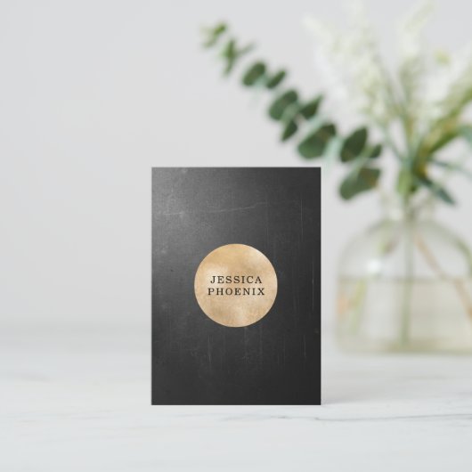 Moderne Schwarz Struktur Gold-Kreis (Imitat) Visitekaartje (Staand voorkant)