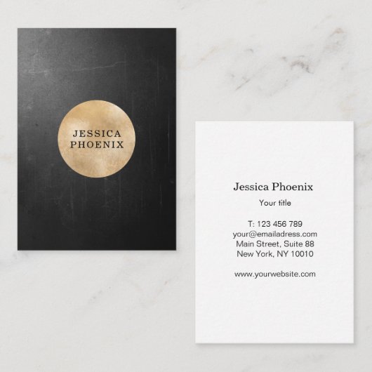 Moderne Schwarz Struktur Gold-Kreis (Imitat) Visitekaartje (Voorkant / Achterkant)