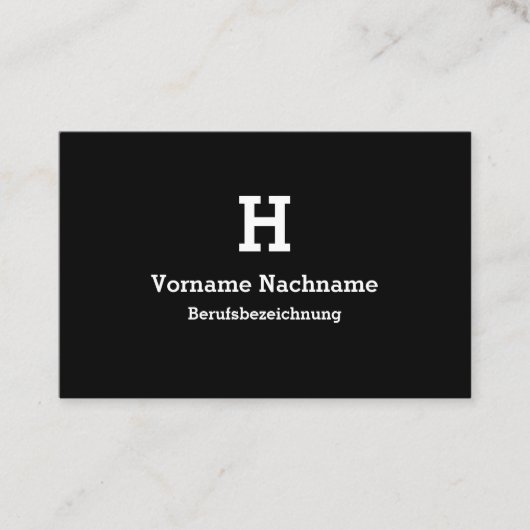 Moderne Schwarze Initialien Vorlage Visitenkarte Visitekaartje (Voorkant)