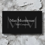 Moderne schwarze Monogramm Visitenkarte Visitekaartje<br><div class="desc">Moderne und elegante Monogramm-Visitenkarte</div>