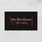 Moderne schwarze Monogramm Visitenkarte Visitekaartje (Voorkant)