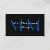 Moderne schwarze Monogramm Visitenkarte Visitekaartje (Voorkant)