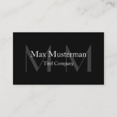Moderne schwarze Monogramm Visitenkarte Visitekaartje (Voorkant)