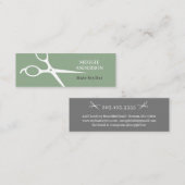 Moderne Scissors Hair Stylist Green Mini Visitekaartje (Voorkant / Achterkant)