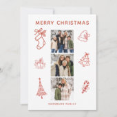 Moderne Scribble Foto Kerst Flat Vakantie Kaart (Voorkant)