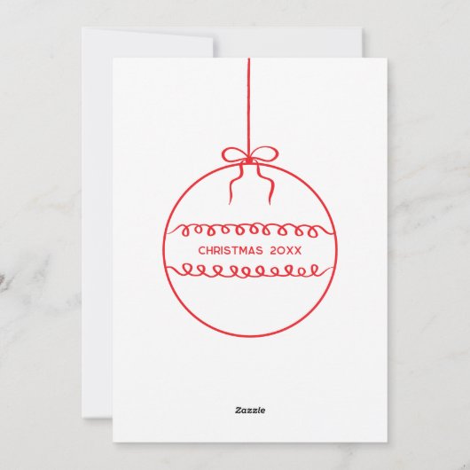 Moderne Scribble Illustratie Doodle Rood en Wit Feestdagenkaart (Achterkant)