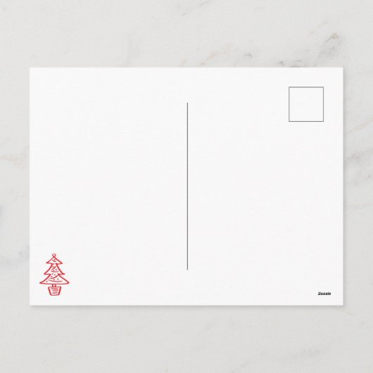 Moderne Scribble Illustratie Doodle Rood en Wit Feestdagenkaart (Achterkant)