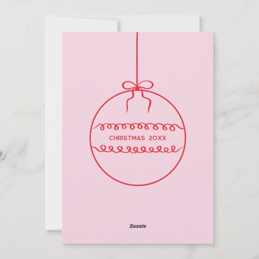 Moderne Scribble Illustratie Doodle Roze en Rood Feestdagenkaart (Achterkant)