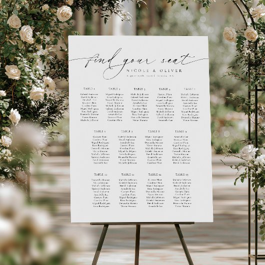 Moderne Script 13 Tafels Welkom Zitplaatsenkaart Poster