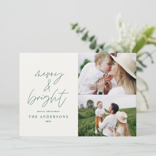 Moderne script 1 fotogeniek en helder kerstfeest (Staand voorkant)