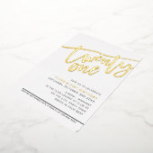 MODERNE SCRIPT 21e verjaardagsfeest elegante goud Folie Uitnodiging (Gedraaid)