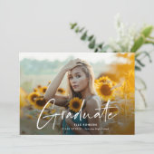 Moderne Script 2 Foto Afstuderen Aankondiging (Staand voorkant)