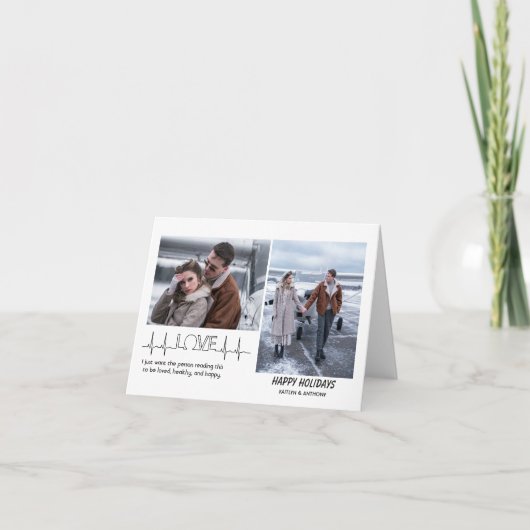 Moderne Script 2 Foto Collage Vouw Kerstkaart Feestdagen Kaart (Voorkant)