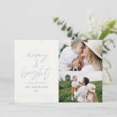 Moderne script 2 foto dusty blue Kerstmis (Staand voorkant)