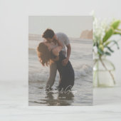 Moderne Script 2-Foto Elopement Trouwreceptie Kaart (Staand voorkant)