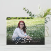 Moderne Script 2 Foto Horizontale Afstuderen Kaart (Staand voorkant)