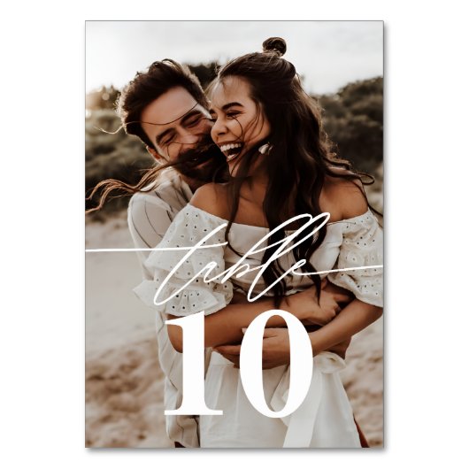 Moderne Script 2-Foto Huwelijk Kaart (Voorkant)