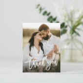 Moderne Script 2 Foto Huwelijks Dankjewel Briefkaart (Staand voorkant)